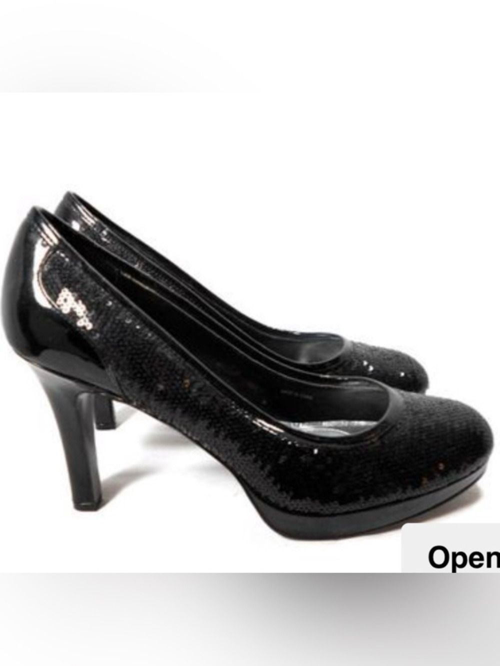 Tahari Black Sequin Cheryl Platform Heels - Picture 8 of 12